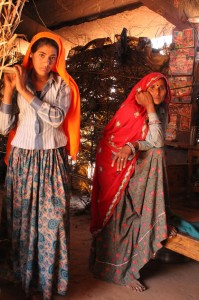 Moti Meena, right, and her eldest daughter, Suman Kumari, in their home.